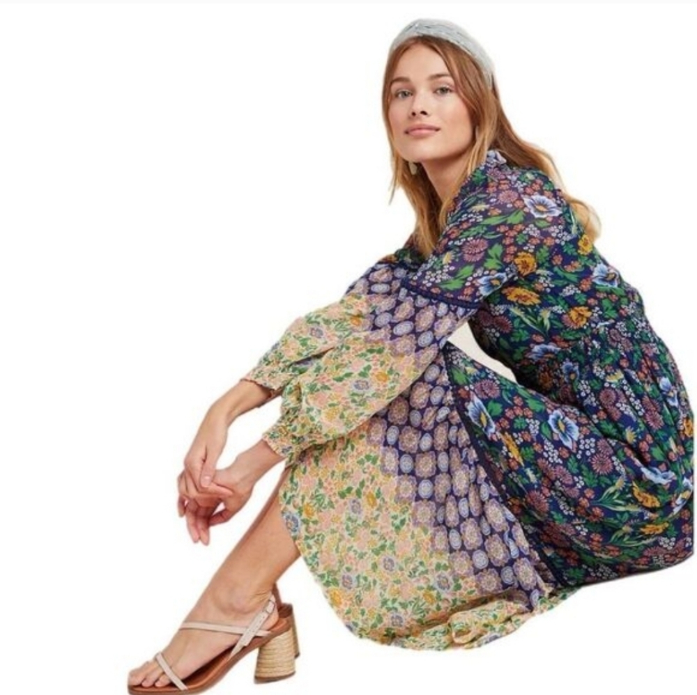 Anthropologie Maeve Ondine Boho Floral Long Sleeve Maxi Dress - Size M - Picture 6 of 7